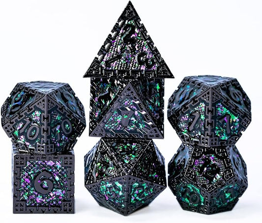 UDIXI Metal DND Dice Set, 7PCS Polyhedral D&D Dice Set Dragon d and d Dice for Dungeons and Dragons Role Playing Dice Game and Other Tabletop Game (Black 12)