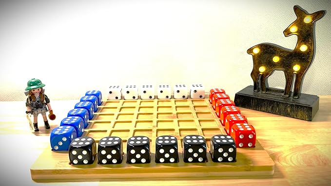 Dice Battle, 2~4 Player Board Games, 4 Player Durable Wooden Coffee Table Games for Adults, Best Bar Dice Games, Indoor Tabletop Game & 4 Players Wood Table Top Dice Game (Single(2~4)/Log)
