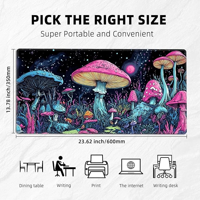 for MTG Playmat with Storage Bag, for TCG Playmat and Playing Card Mat for Magic Board Games, Non-Slip Colorful Mushroom Desk Mat, Stitched Edges Game Mat, Rollable & Foldable Card Playmat