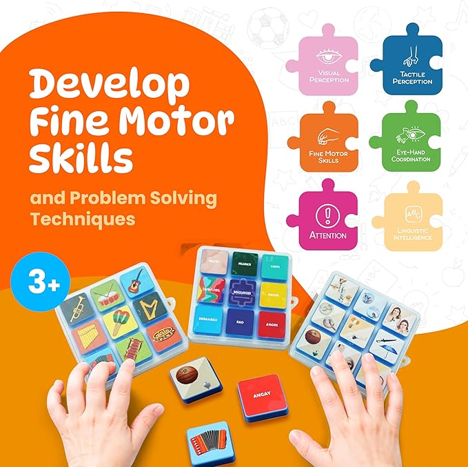 Edu&Kate’s Educational Learning Toys - Opposites - Montessori Speech Therapy Materials for Toddlers & Kids with Autism - 27 Pcs, 3 Boards + Activity Box - Early Skills Development - Stage 4