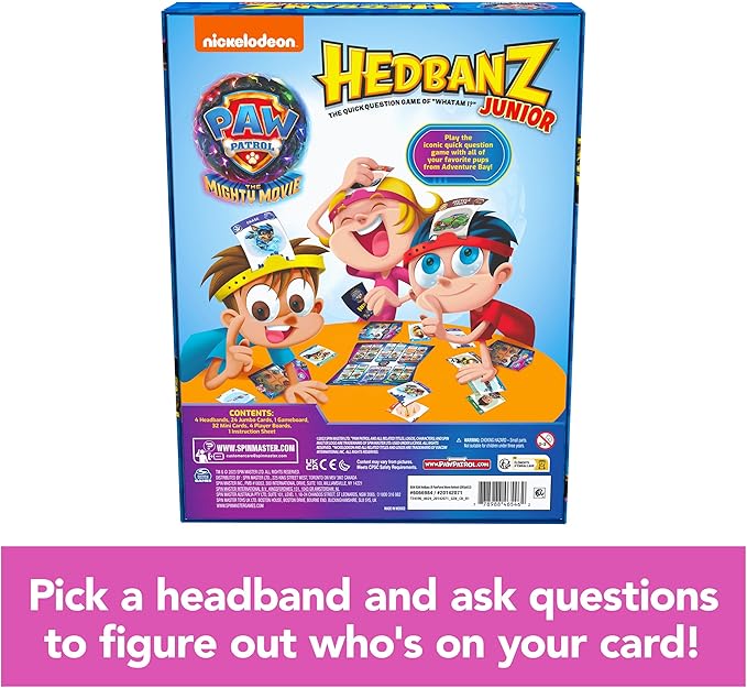 Hedbanz Junior PAW Patrol The Mighty Movie Game- Family Games | Games for Family Game Night| Kids Games | Card Games for Families & Kids Ages 5 and up
