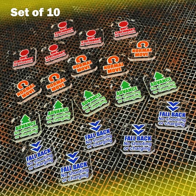 LITKO Upgrade Tokens | Compatible with Warhammer 10th Edition | Half-Strength | Battle Shocked | Wound | Movement | Modifier | WH40Kv10 (Movement Tokens)