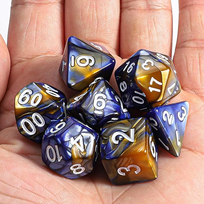 CiaraQ DND Polyhedral Dice Set with a Black Dice Bag for D&D RPG MTG Role Playing Table Games