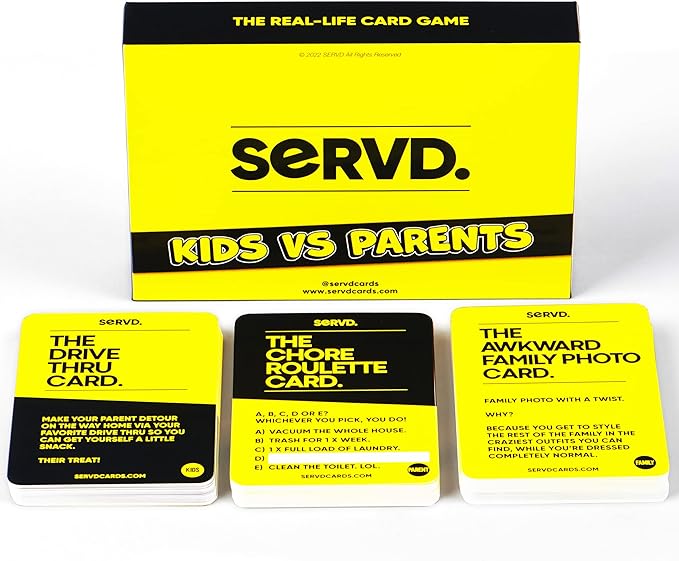 SERVD - Kids Vs Parents - The Hilarious Real-Life Family Card Game | The Ultimate Gift for Christmas, Birthday & Family Fun | Unique Strategy Game for Kids, Teens, Parents & Whole Family
