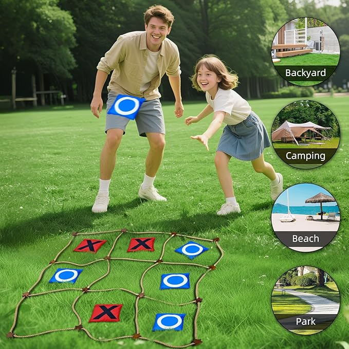Giant Tic Tac Toe Outdoor Games,3ft x 3ft Portable Bean Bag Toss,Corn Corn Hole for Adults Kids,Backyard Lawn Camping
