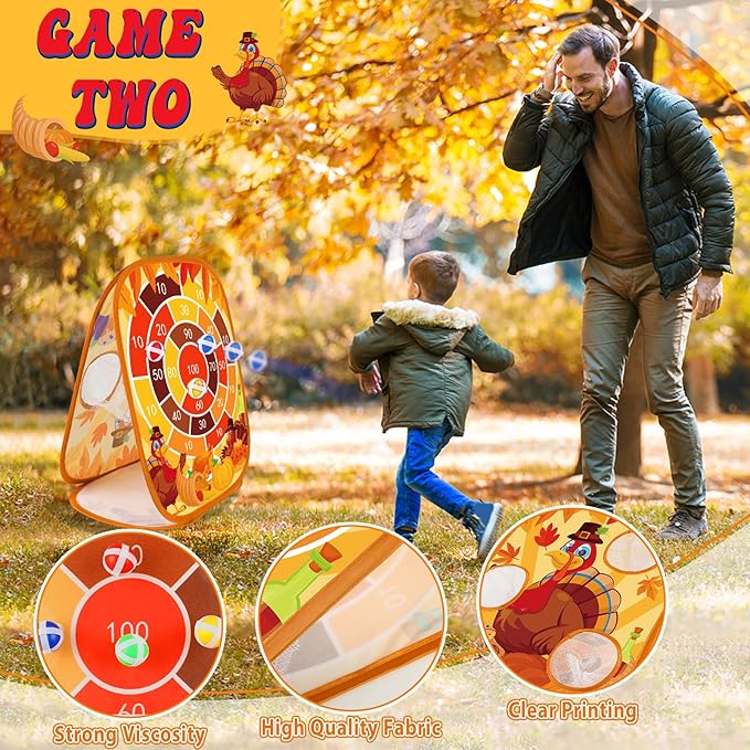 Bean Bag Toss Game for Kids 3 in 1 Carnival Cornhole Game Set,Sticky Ball Toss,Tic Tac Toe,Toddlers Outdoor Lawn Toys for Family Activities Gifts for 3 4 5 6 Year Old Boys Birthday Christmas