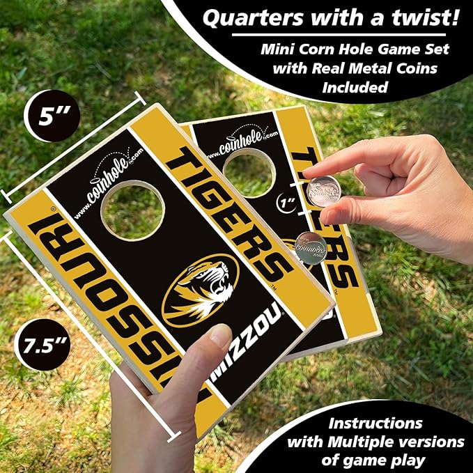 Tabletop Cornhole Game Set | Officially Licensed College Mini Football Cornhole Board Game | Includes Coins