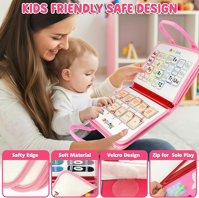 Busy Board for Toddlers 2-4, Busy Book for Toddlers 1-3 3-5 Montessori Busy Board Toys Learning Preschool Educational Sensory Board for 1 Year Old Quiet Book Car Airplane Activities for Toddlers 1-3