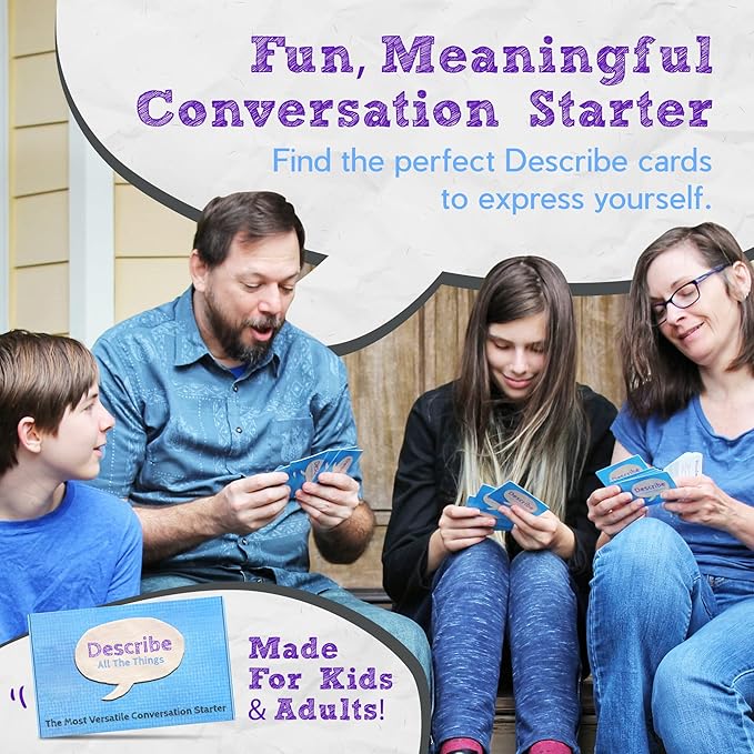 Describe Cards - All The Things Box, Over Two Dozen Games and Learning Activities for Families, Therapy, School, and More. Bundle Includes Deck One & Deck Two Conversation Cards with Activity Board.