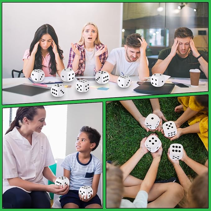 24 Pcs Foam Dice Stress Ball 1.57 Inch Fake Soft Slow Dot Stress Anxiety Relief Dice Toys for Kids Adults Board Game Casino Themed Decoration Party Pool Toy Favors School Supplies