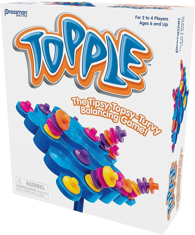 Pressman Original Topple Board Game | Classic & Fun Balancing Game for Kids & Family | Promotes STEM Skills | Great Gift Idea | 2-4 Players, Ages 6+