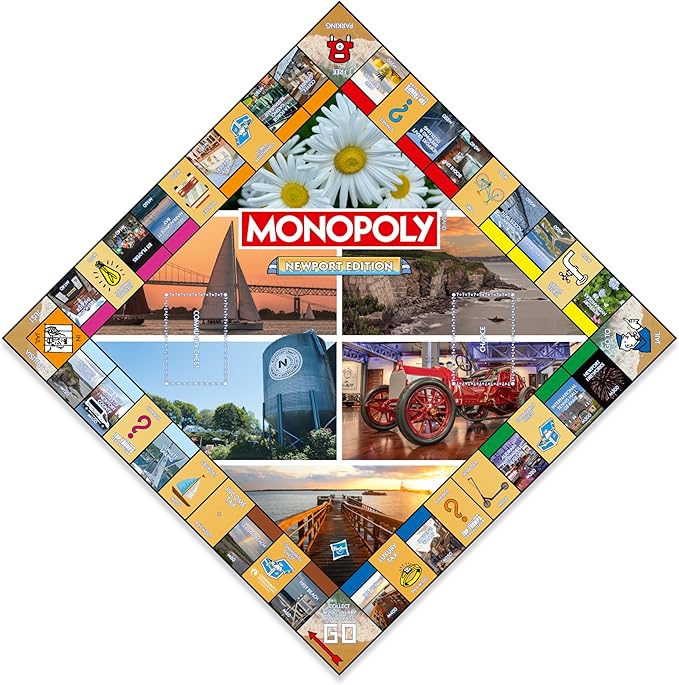Monopoly Board Game Newport Edition: 2-6 Players Family Board Games for Kids and Adults, Board Games for Kids 8 and up, for Kids and Adults, Ideal for Game Night