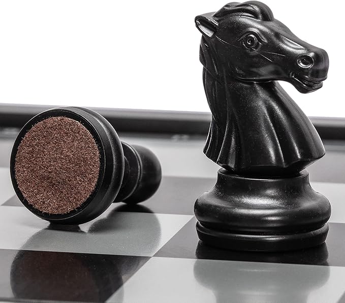 Yellow Mountain Imports Magnetic Portable Medium Chess Board Game Set (9.8 Inches) - Travel Chess Set with Folding Board and Felt-Bottom Chessmen