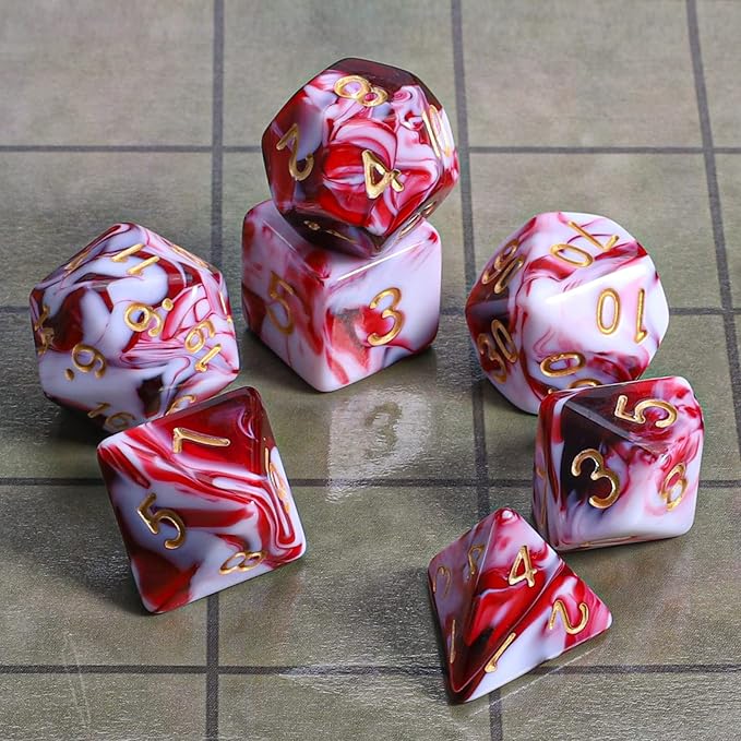 CiaraQ DND Polyhedral Dice Set with a Black Dice Bag for D&D RPG MTG Role Playing Table Games