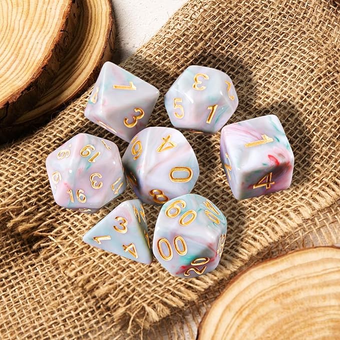 Role Playing Dice Set - 16mm Polyhedral DND Dice in Mixed Colors (Red, Dark Green, Light Green) - Perfect for Dungeons and Dragons, Tabletop Games, and Math Teaching