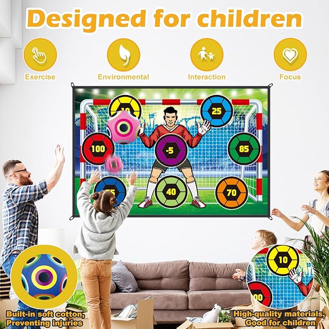 RedCrab Toy Soccer Ball Game Set for Boys and Girls, Outdoor Indoor Backyard Toddler Soccer Goal Games with 2 Football, 1 Flannel Target, 4 Darts, Soccer Toys Gift for 3-5 6-8 8-12 Birthday Christmas