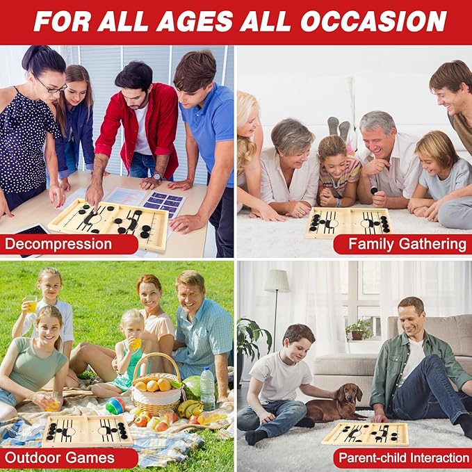 Fast Sling Puck Game, TMIYO Wooden Table Hockey Game for Kids or Adults, Super Foosball Slingshot Paced Winner Board Games Parent-Child Interaction Toy for Family Party