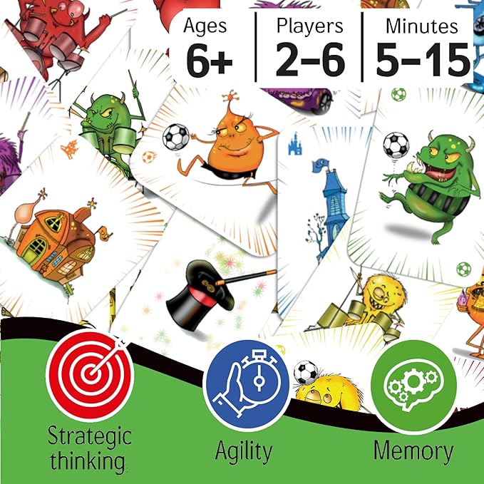 Speedy Monsters - Kids Card Games Ages 4-8, 8-12, Fun, Matching Card Games for Kids 8-12. Speed Color Monster Game, Fast Paced Board Game for Boys and Girls, Fun for Family Night, 2-6 Players