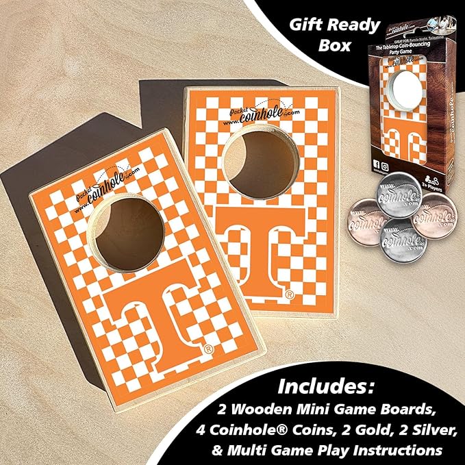 Tabletop Cornhole Game Set | Officially Licensed College Mini Football Cornhole Board Game | Includes Coins