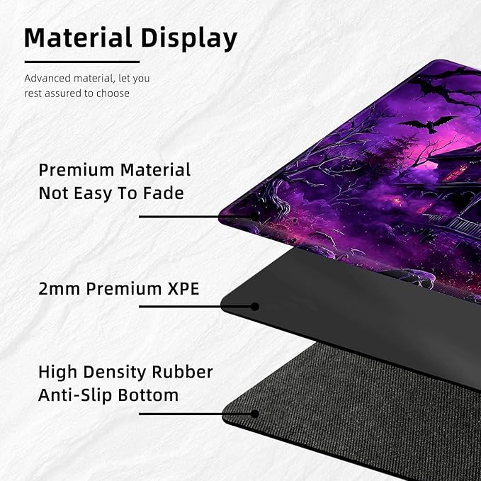 for MTG Playmat with Storage Bags, Card Playmat for TCG Card Playing Game,Rollable & Foldable for PTCG and Board Game Mat for Cards,Non-Slip Haunted House Desk Mat for Home Office