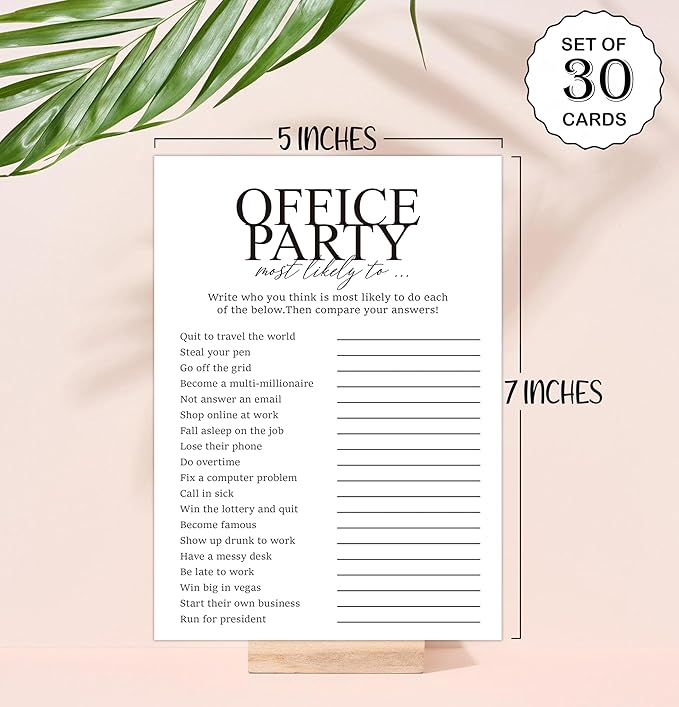 Tuyashua Office Party Most Likely to Games, Work Party Games, Team Building Group Office Game, Work Happy Hour Idea, Great for Coworker Game or Adult Trivia Game, Set of 30 Game Cards - OP03