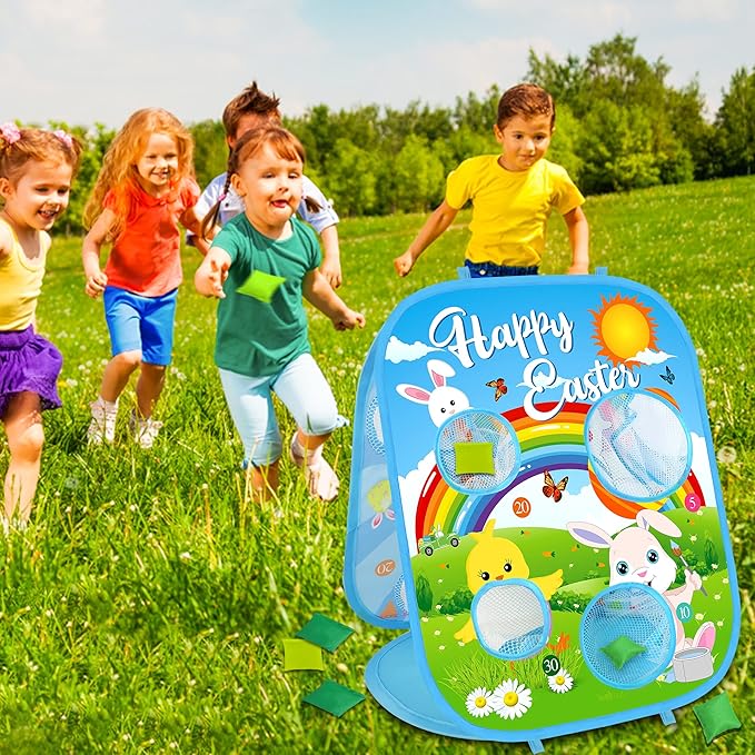 Easter Bean Bag Toss Games for Kids Indoor Outdoor Easter Party Games for Boys Girls Adults Carnival Yard Game for Kids Ages 3 4 5 6 7 8 Egg Hunt Party Favors Supplies