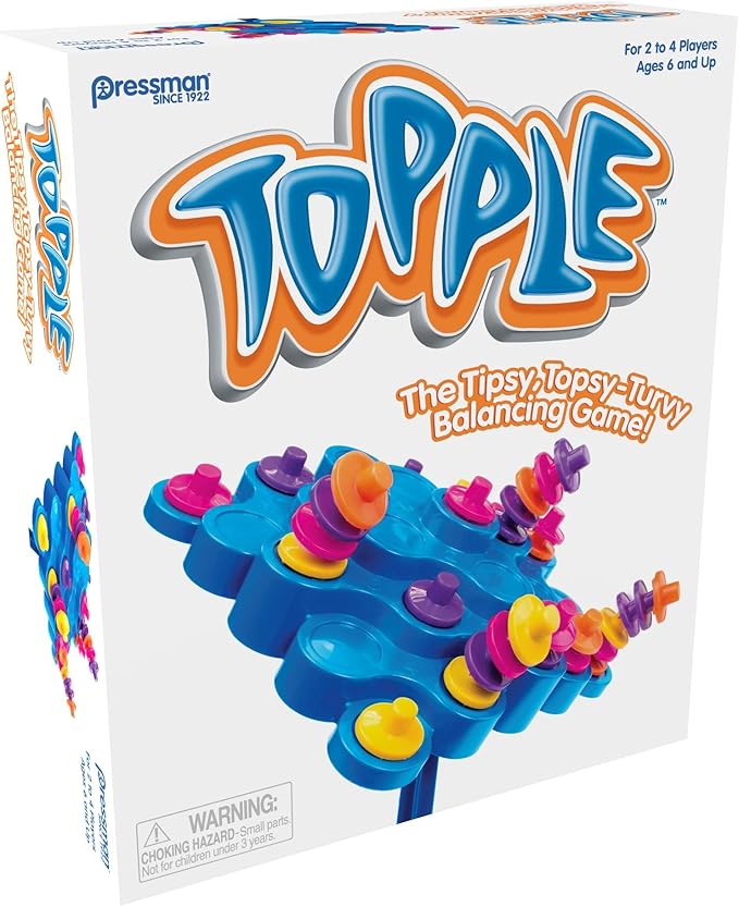 Pressman Original Topple Board Game | Classic & Fun Balancing Game for Kids & Family | Promotes STEM Skills | Great Gift Idea | 2-4 Players, Ages 6+