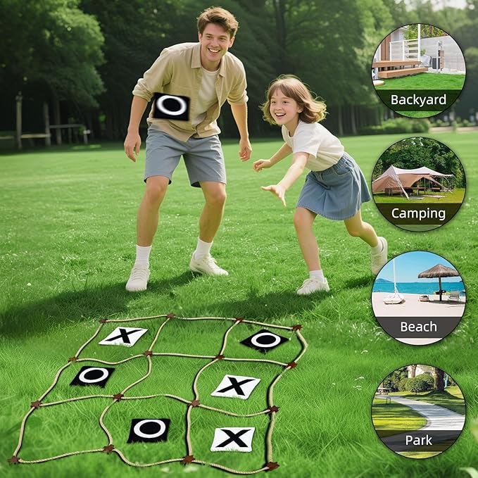 Giant Tic Tac Toe Outdoor Games,3ft x 3ft Portable Bean Bag Toss,Corn Corn Hole for Adults Kids,Backyard Lawn Camping