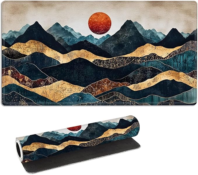 for MTG Playmat with Storage Bags, Card Playmat for TCG Card Playing Game,Rollable & Foldable for PTCG and Board Game Mat for Cards,Non-Slip Mountain Sun Desk Mat for Home Office