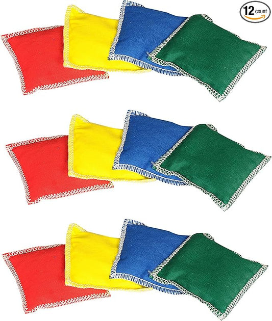 GSi Mini Bean Bags for Kids: 12 Pack of Soft Throwing Bags for Toss Games, Sensory Play, PE, Juggling & Outdoor Activities