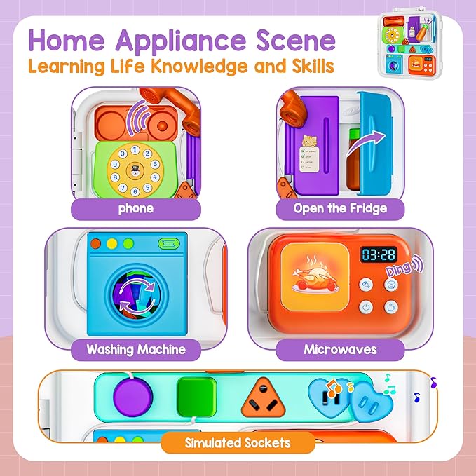 Musical Toys for 1 Year Old Girl Boy, 1st Birthday Gifts for 1 Year Old Girl, Montessori Busy Board with Light Music, Learning Educational Toy for Toddler 1-2, Baby 12-18 Months