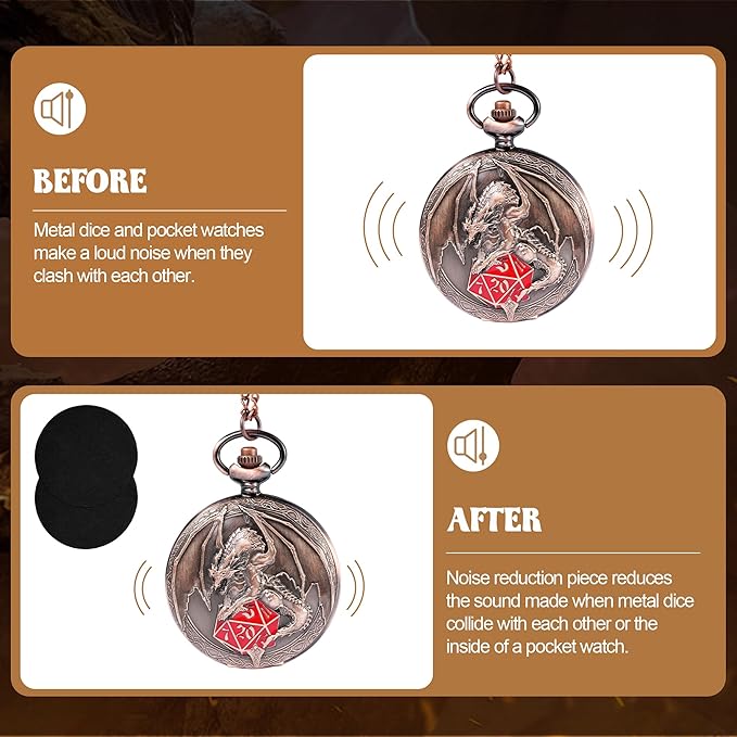 D&D Dice Set,7PCS Metal Dice for Dungeons and Dragons,Mini Dice Set with Pocket Watch Case,Role Playing Board Games Accessories (Dragon-R, Copper)