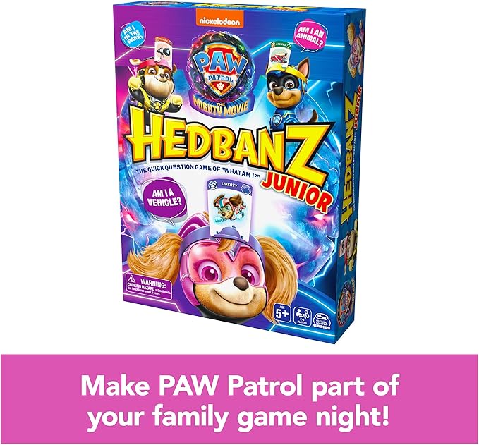 Hedbanz Junior PAW Patrol The Mighty Movie Game- Family Games | Games for Family Game Night| Kids Games | Card Games for Families & Kids Ages 5 and up