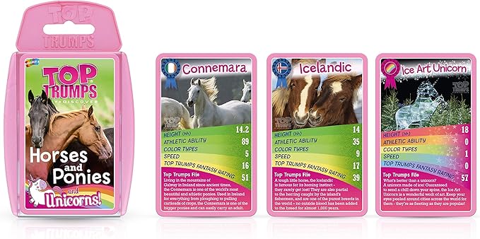 Top Trumps Wings, Hooves and Paws Bundle Card Game, Learn about Birds, Cats, Horses and Ponies and Unicorns, educational travel pack, gift and toy for boys and girls aged 6 plus