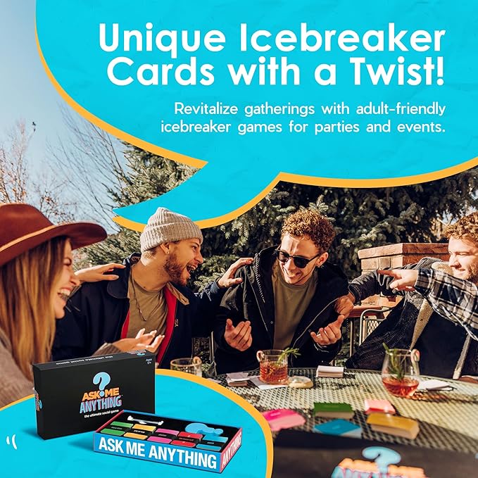 ASKMEANYTHING: Fun Icebreaker Game & Conversation Cards for Couples, Teams, and Friends – Perfect for Therapy Games, Team Building, and Parties