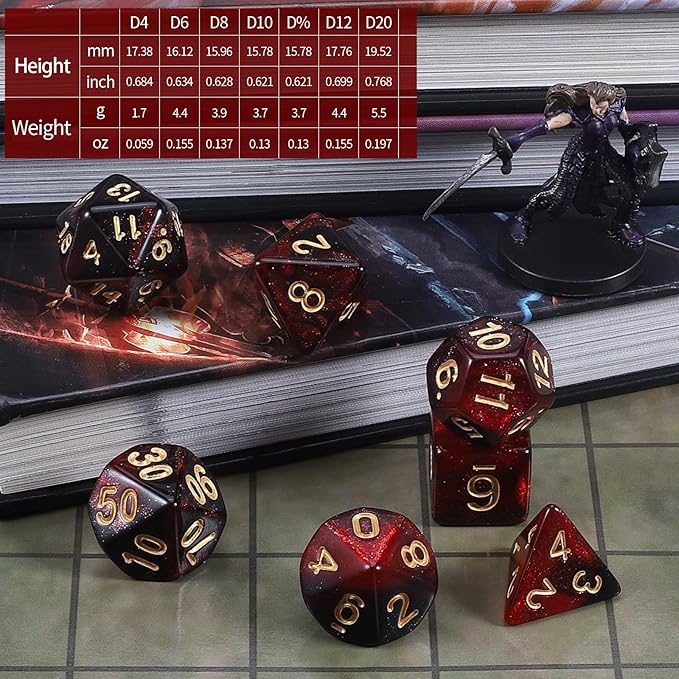 CiaraQ DND Polyhedral Dice Set with Dice Bag for Dungeons and Dragons RPG MTG Role Playing Table Games