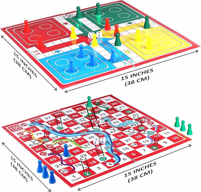 Ankit Toys & Games Ludo and Snake & Ladders (Saap Seedhi) Board Game Set for 6+ Years Kids & Adults | Indoor Ludo Board Game | Travel Strategy Game (Ludo Senior+)
