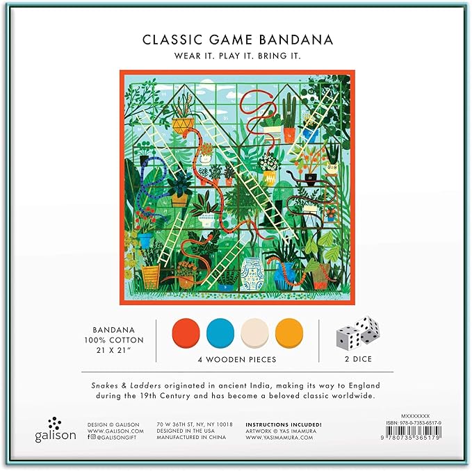 Galison Snakes & Ladders Classic Game Bandana, Multicolor