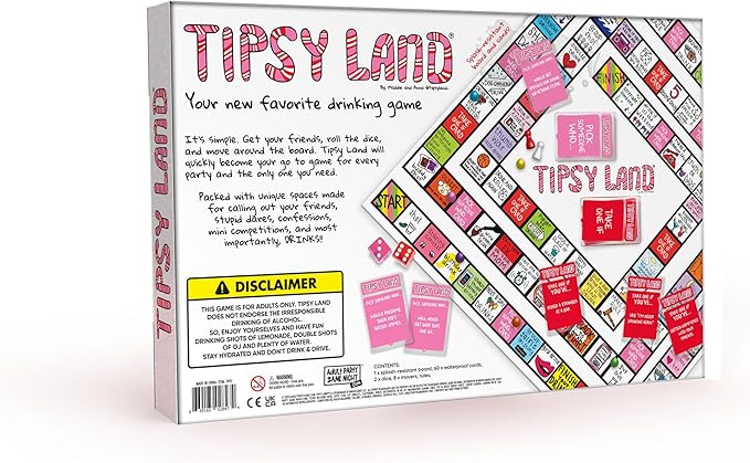TIPSYLAND Original Edition | Offical Product | Hilarious Adult Board Game | Group Game for Game Nights, Parties and More | Fun Challenges, Dares & Mini-Competitions | 3-8 Players