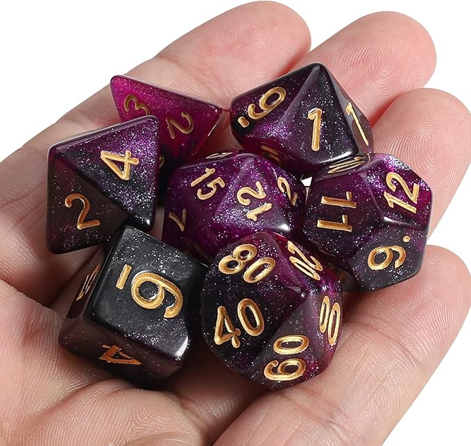 CiaraQ DND Polyhedral Dice Set with a Black Dice Bag for D&D RPG MTG Role Playing Table Games