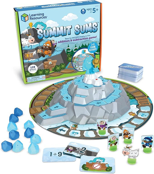 Learning Resources Summit Sums,128 Pieces, Ages 5+, Educational Games, Math Games, Games for Kids