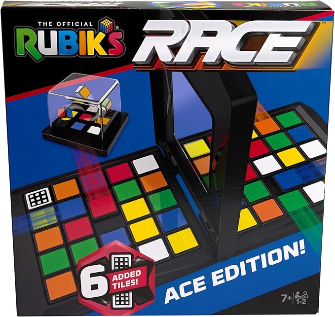 Rubik’s Cube, Rubik's Race Ace Edition, Classic Fast-Paced Puzzle Strategy Sequence Board Game, 2 Players, for Ages 7 & Up