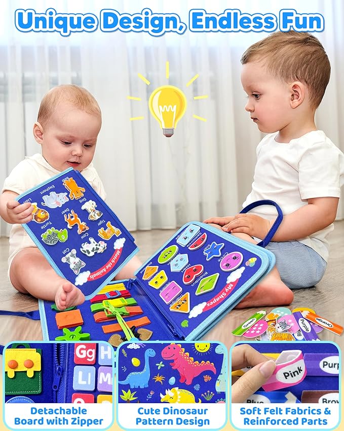 Toddler Busy Board Montessori Toys for 1 2 3 4 Year Old Boy Birthday Gifts, Busy Book Sensory Learning Toys for Toddlers 1-3, Educational Activities Airplane Car Travel Toy for Ages 2-4 Boys