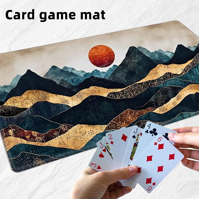 for MTG Playmat with Storage Bags, Card Playmat for TCG Card Playing Game,Rollable & Foldable for PTCG and Board Game Mat for Cards,Non-Slip Mountain Sun Desk Mat for Home Office
