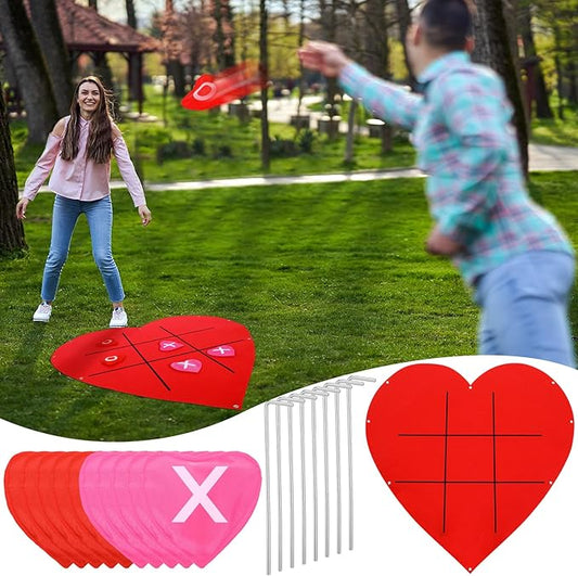 Libima Mother's Day Tic Tac Toe Game Set Bean Bag Toss Outdoor Games for Couple Adults Giant Family Party Games Large Yard Lawn Backyard Tic Tac Toe Party Favor for Camping Indoor Supplies