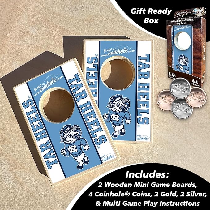 Tabletop Cornhole Game Set | Officially Licensed College Mini Football Cornhole Board Game | Includes Coins