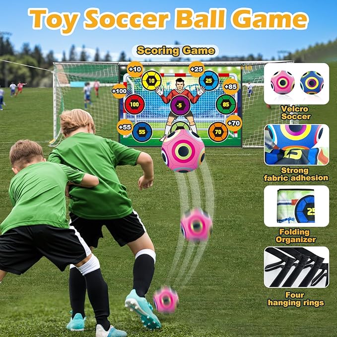 RedCrab Toy Soccer Ball Game Set for Boys and Girls, Outdoor Indoor Backyard Toddler Soccer Goal Games with 2 Football, 1 Flannel Target, 4 Darts, Soccer Toys Gift for 3-5 6-8 8-12 Birthday Christmas
