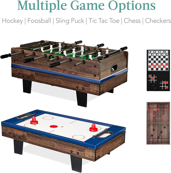 Best Choice Products 11-in-1 Kids Combo Game Table Set for Home, Game Room w/Ping Pong, Foosball, Table Hockey, Chess, Checkers, Shuffleboard, Bowling, 5 Accessory Bags