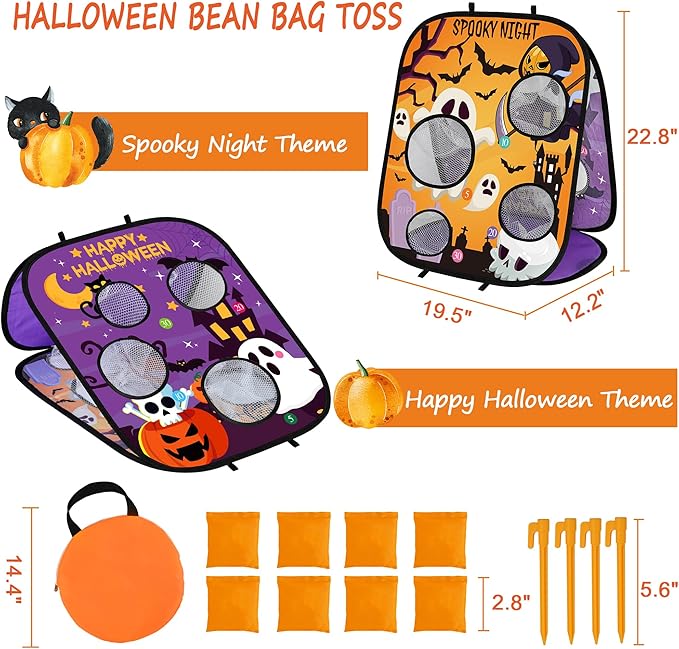 Halloween Games for Kids Party, Spooky Grim Reaper Bean Bag Toss Games Halloween Party Games Favors Carnival Games for Kids School Classroom Fall Festival Games Outdoor Indoor Trunk or Treat Gifts (1)