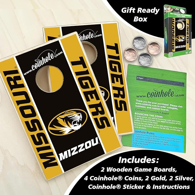 Tabletop Cornhole Game Set | Officially Licensed College Mini Football Cornhole Board Game | Includes Coins